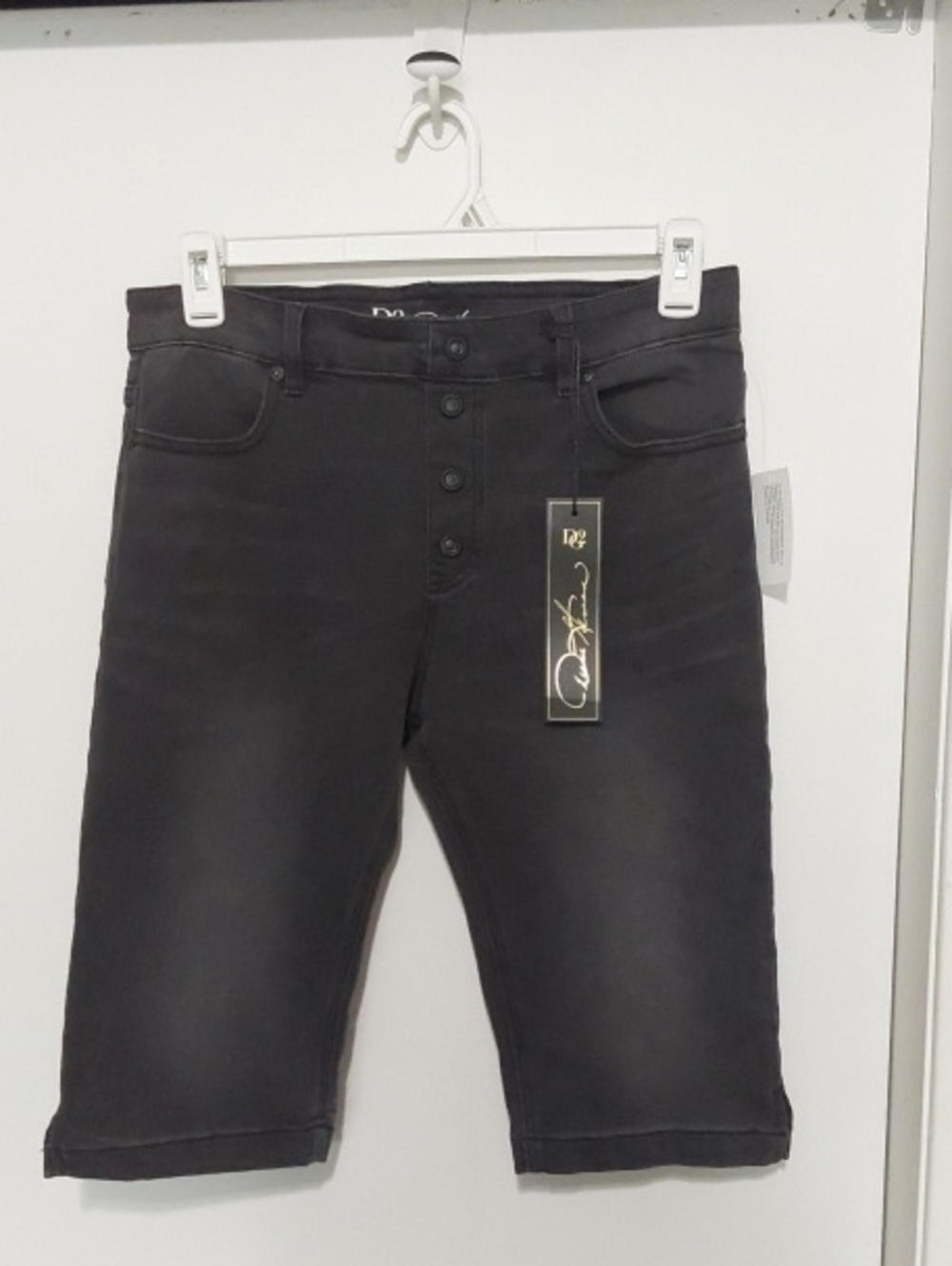 DG2 by Diane Gilman Black Button-Fly Bermuda Shorts